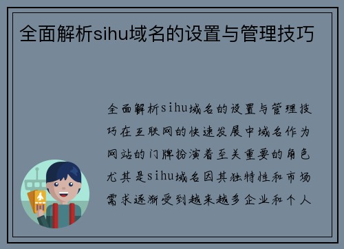 全面解析sihu域名的设置与管理技巧